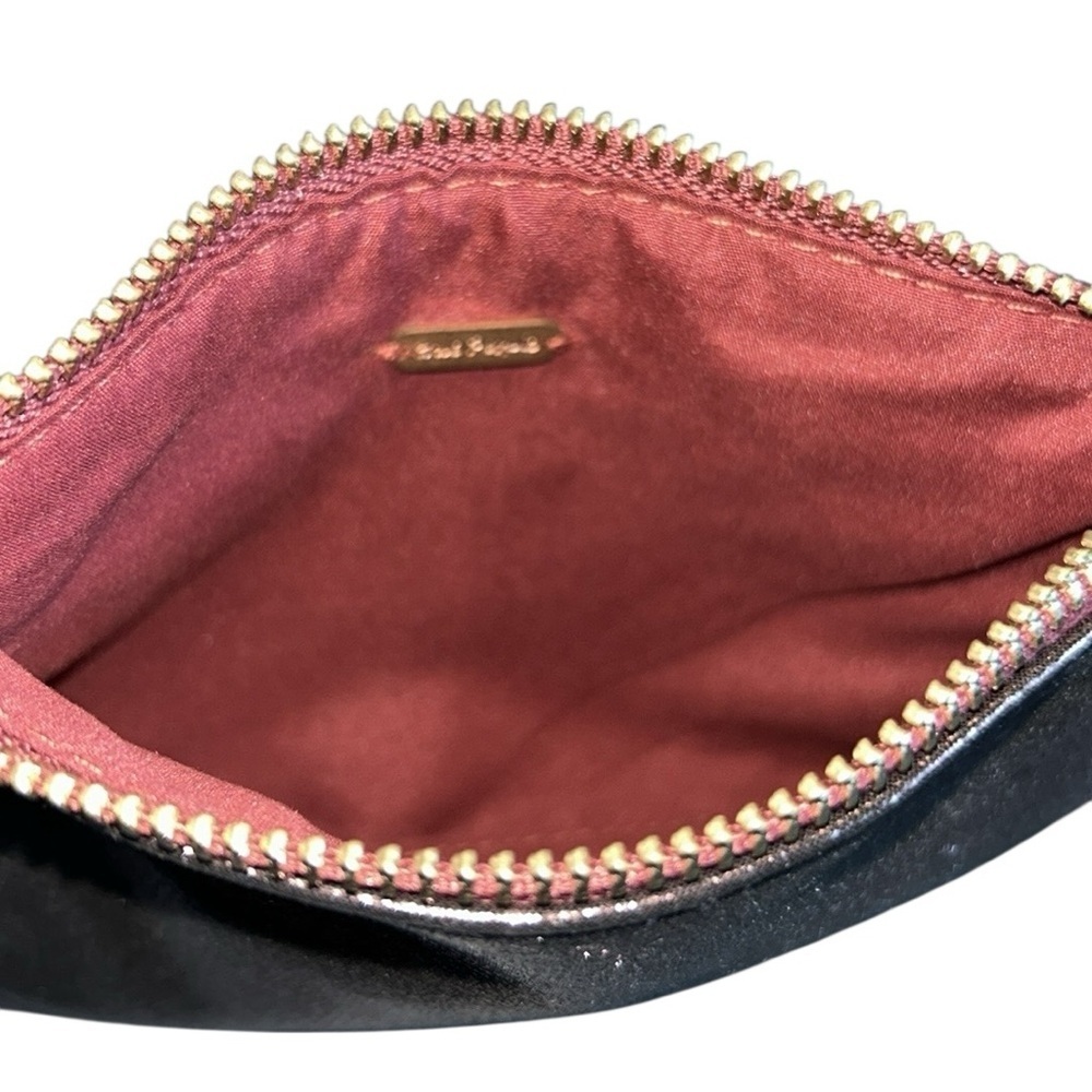 Free People Double Wristlet in Metallic Burgundy & Blue 2 Pouches with Gold Ring - Picture 4 of 9